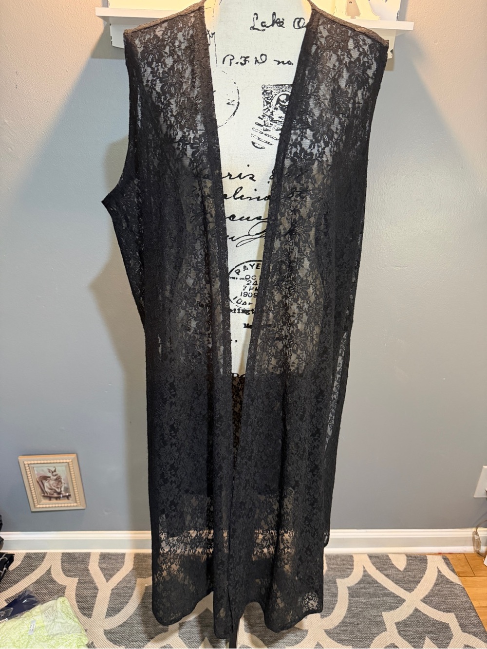 LULAROE BLACK LACE DUSTER SZ XL